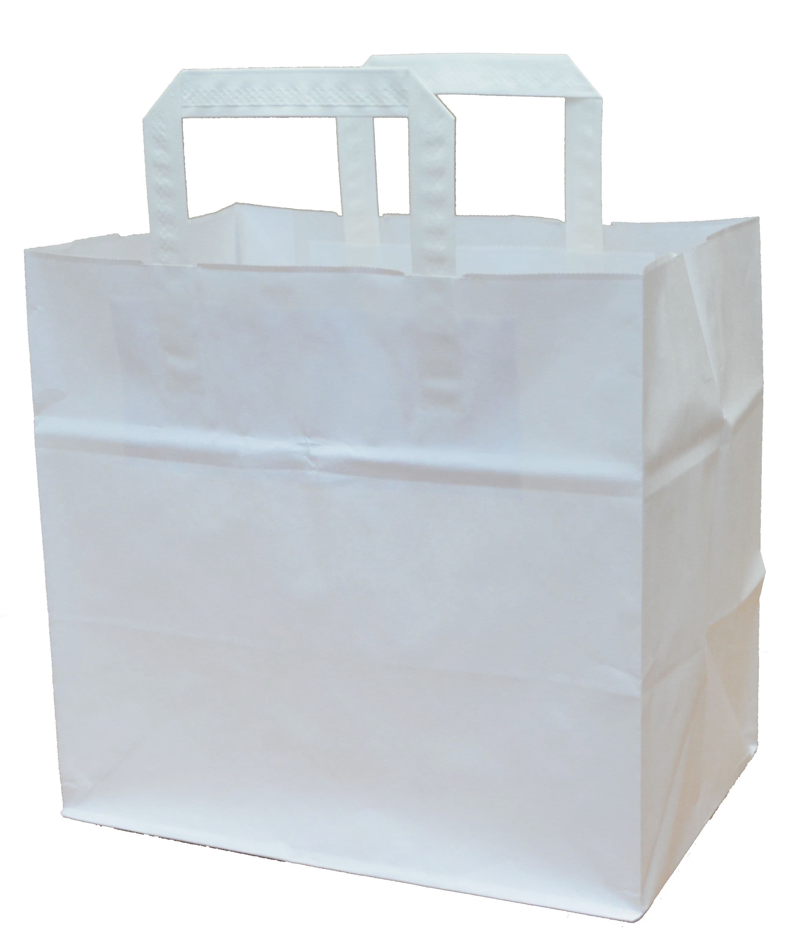Papírová taška na menu box bílá s bílým plochým držadlem 26×17×24,5 cm