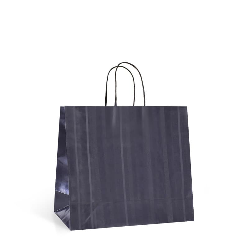 Papírová taška tmavě šedá s černým krouceným držadlem 32×13×29 cm