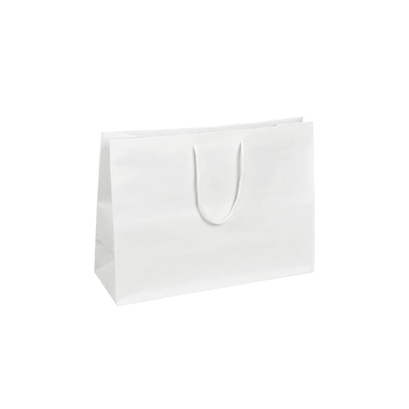 Papírová taška bílá s bílým bavlněným držadlem 34×12×25 cm