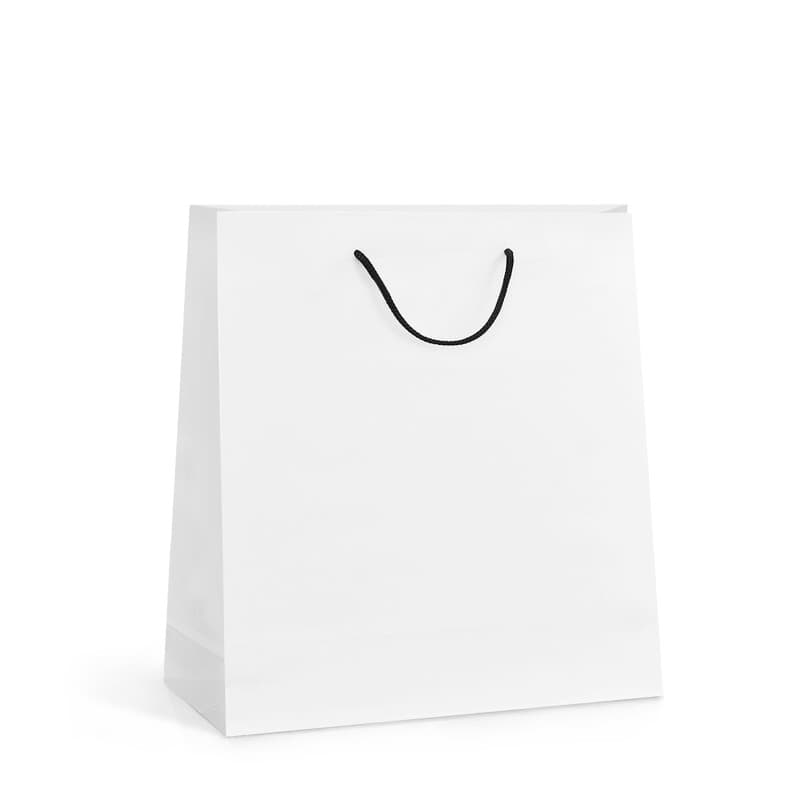 Papírová taška bílá s černým bavlněným držadlem 36×12×38 cm