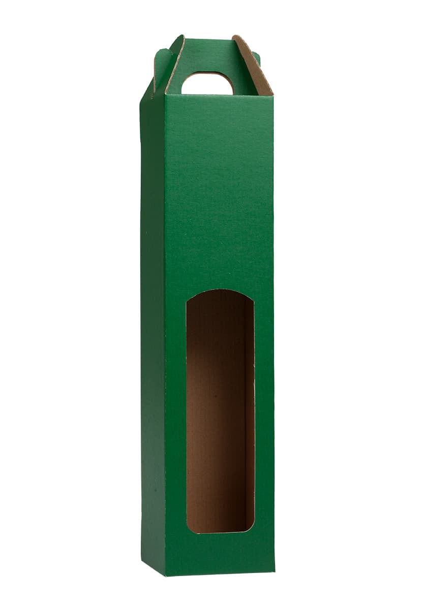 Krabice na víno zelená 8×8×34,5 cm na 1 láhev