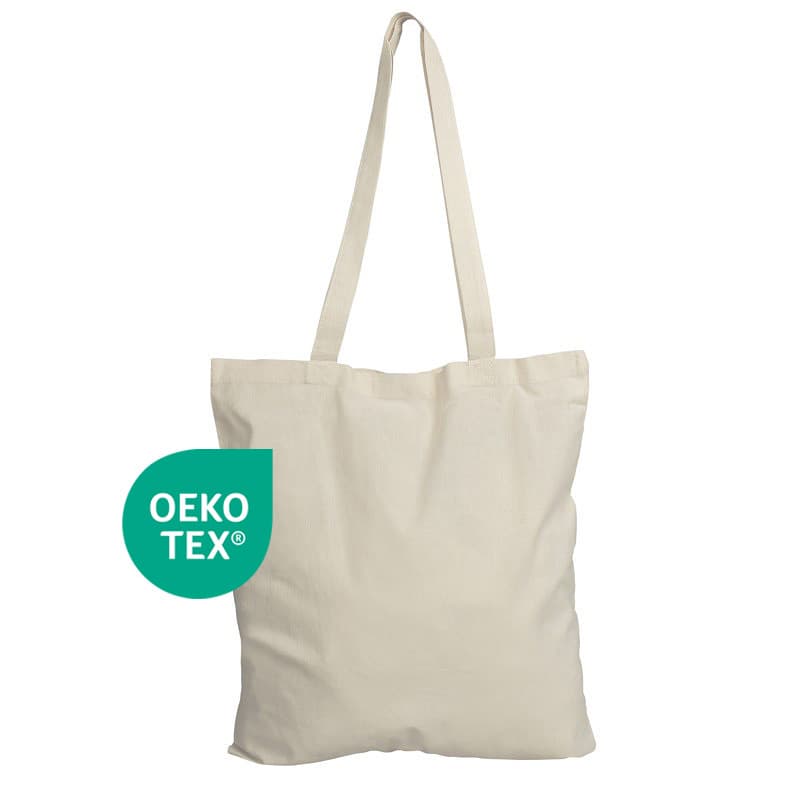 Látková taška přírodní s přírodním bavlněným držadlem 38×42 cm, certifikace OEKO-TEX®